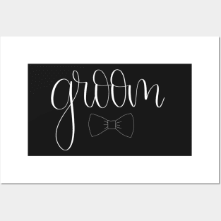 Groom with Bowtie Gift - White Script Lettering Posters and Art